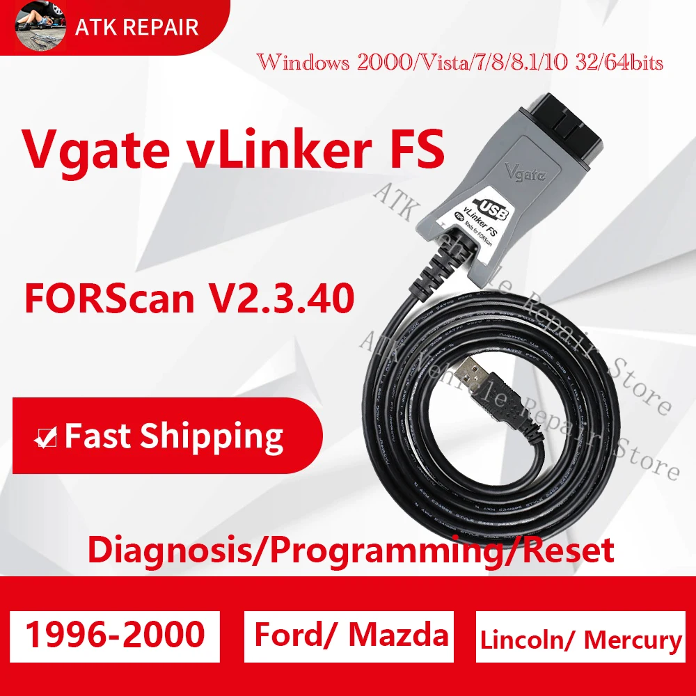 Diagnostic tools Vgate Vlink FS OBD2 car diagnostic scanner for Fo-rd Forscan V2.3.40 Ma-zda Programming/Reset from 1996-2000