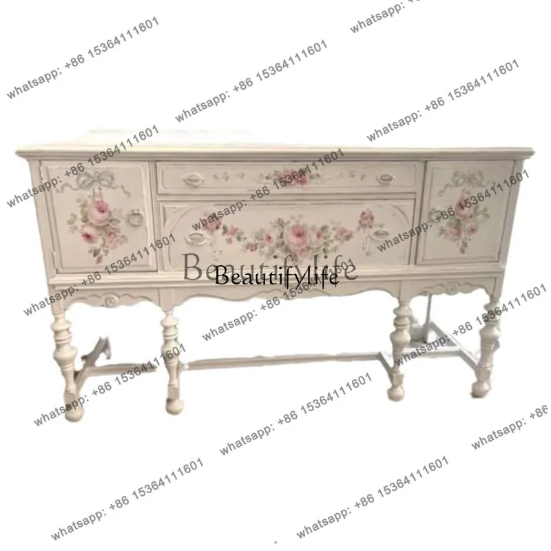 French retro solid wood entrance cabinet American entrance hall cabinet entrance rack