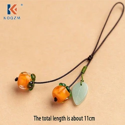 Cute Kawaii Persimmon Vintage Chinese Style Key Pendant Phone Charms Strap Lanyard Lucky Cellphone Pendant Chain For Keys Bags