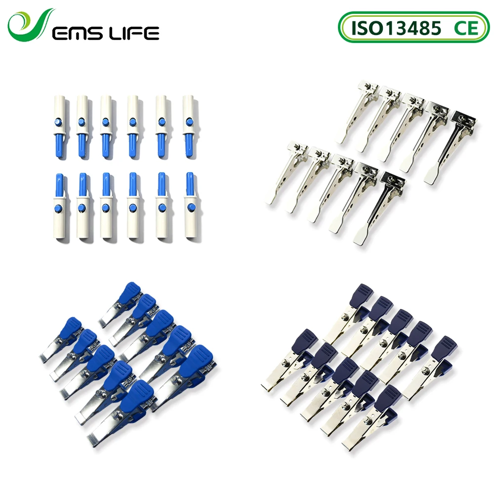 10pcs packing ECG EKG Alligator Clip Veterinary Electrode Clip for 4.0mm Banana Snap Clip Connecting 10pcs packing