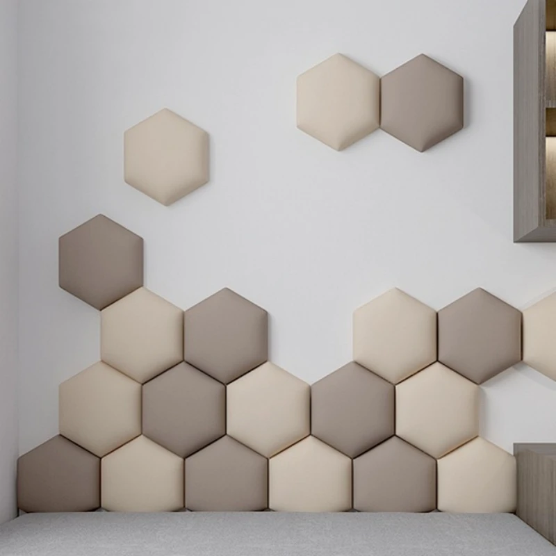 Hexagonal 3D Wall Stickers Upholstered Wall Panels Kids Anti-collision  Peel and Stick Headboard Self Adhesive Leather Soft Bag