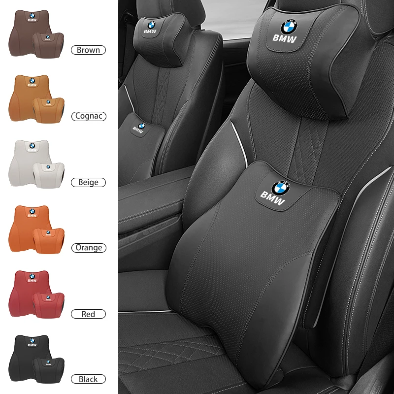 Car Headrest Neck Cushion PU Leather Soft Lumbar Support Waist Pillow For BMW 5 Series F10 F30 X3 G01 X5 G05 6GT G32 G20 G30 G60