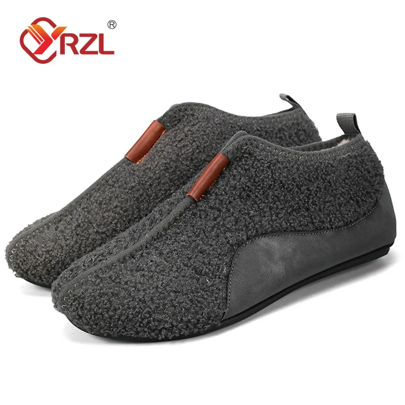 

YRZL Mens Shoes Lightweight Comfortable Men's Slippers Warm Designer Slip on Flats Shoes Man Loafers Indoor Home Cotton Shoes