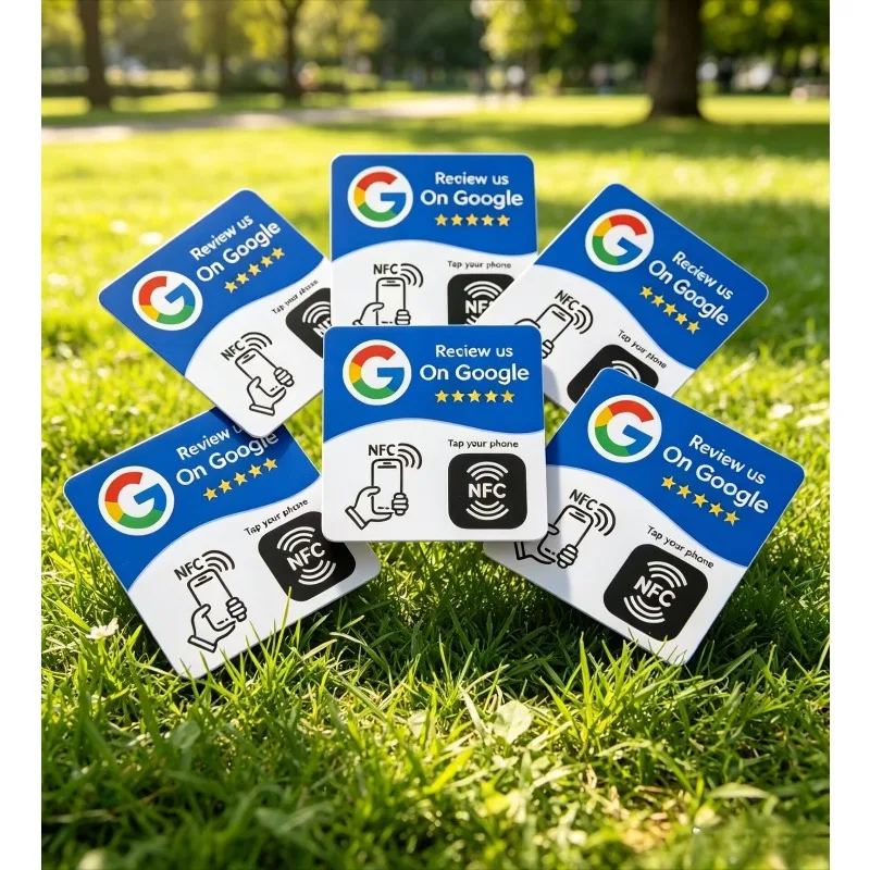 NFC Google Review Card NFC215 Programmable PVC Tap‑To‑Review NFC Card 13.56 MHz Waterproof Scratch Resistant Customer Feedback
