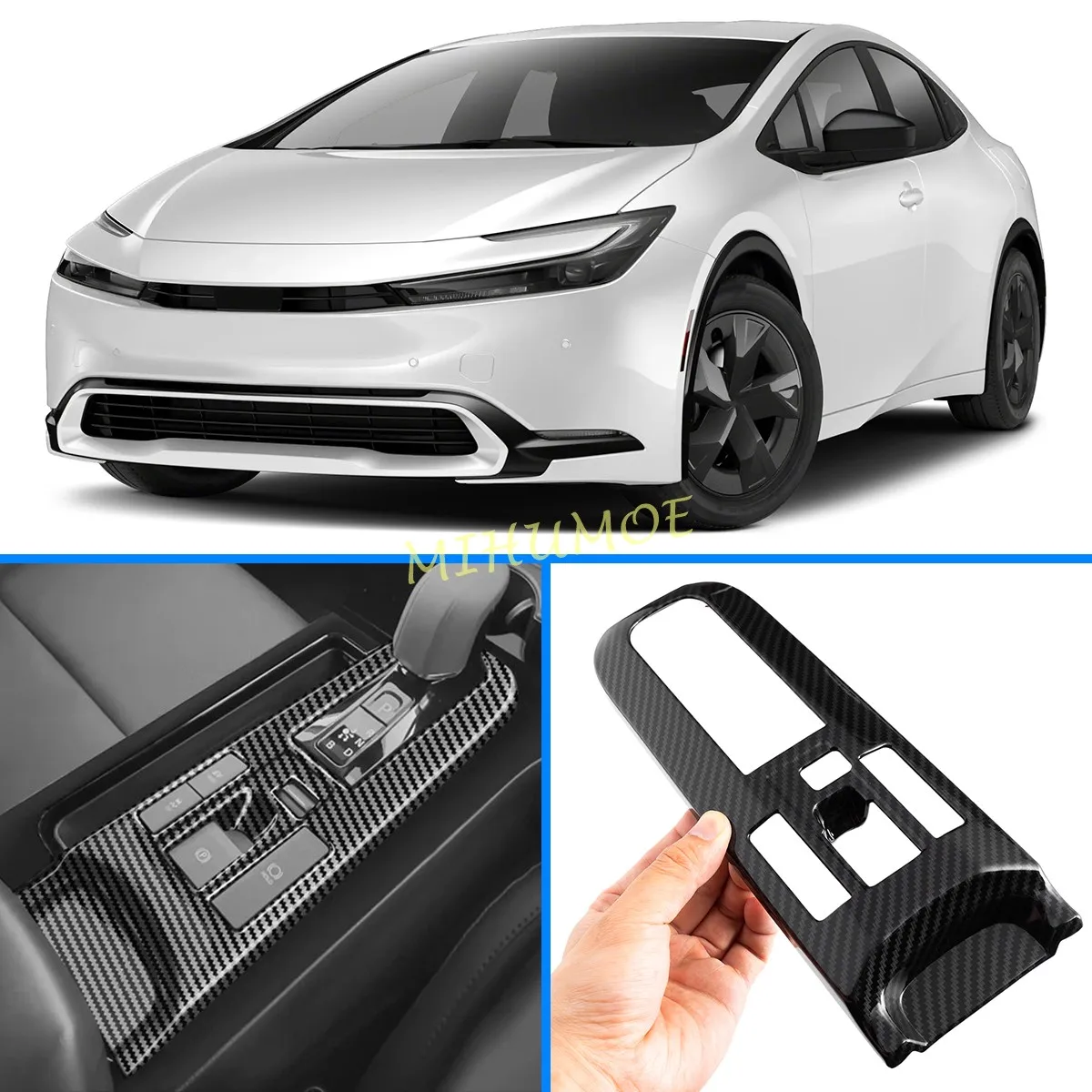 

For Toyota Prius / Prius Prime 2023 2024 2025 Carbon Fiber Black Gear Shift Box Panel Decorative Cover Trim car accessories