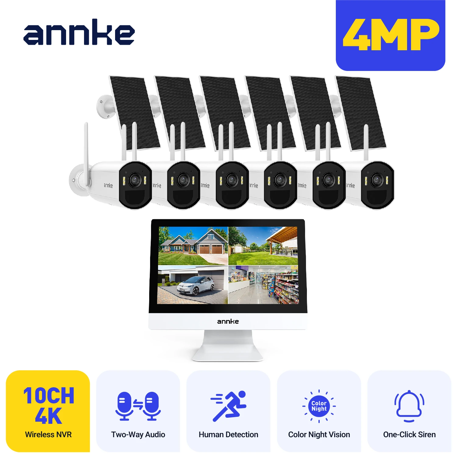 ANNKE 4MP Wireless Solar Security System with 12