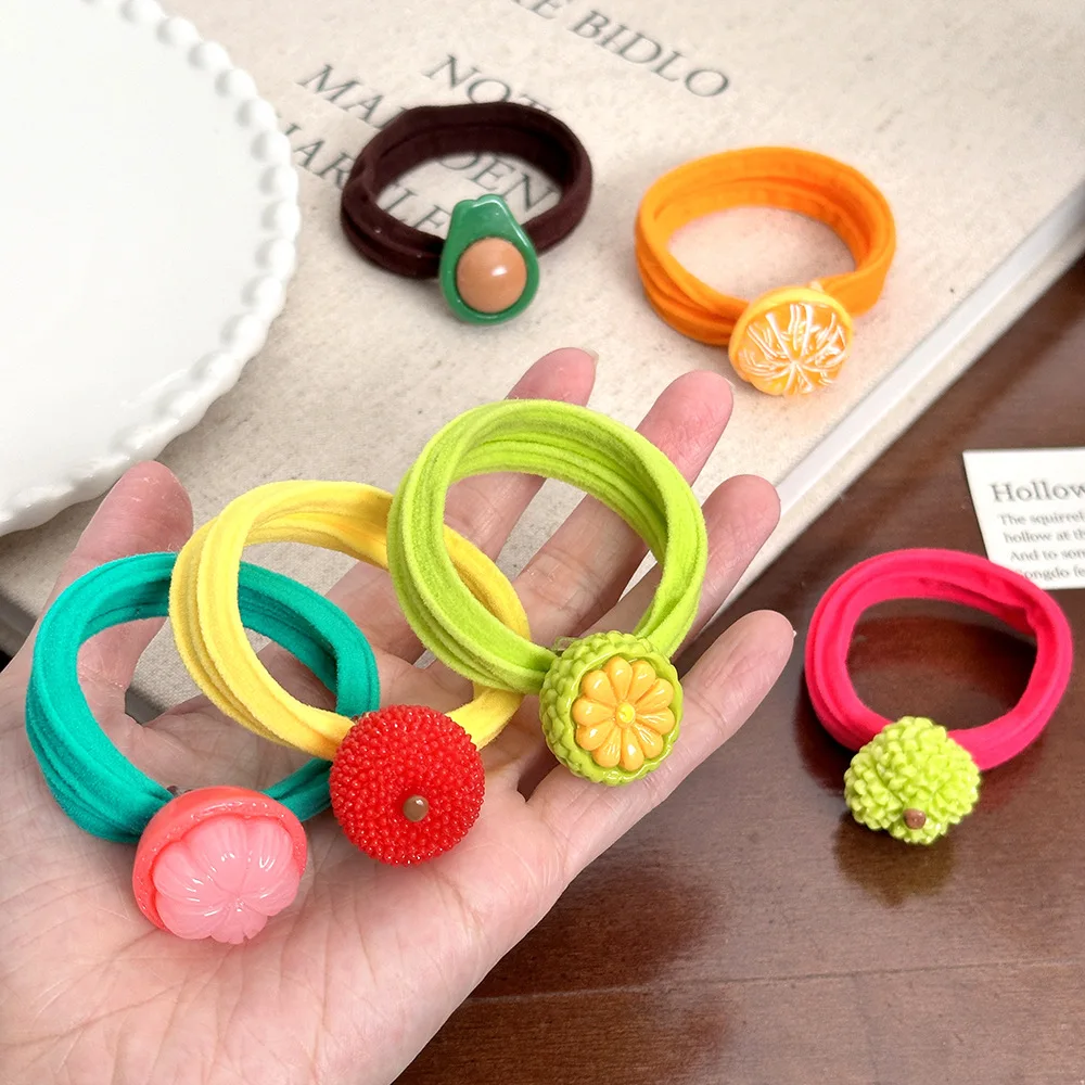 

Adorable Fruit Hair Ties Versatile Spring Summer Hair Rings Colorful High Elastic Non Damaging Terry Hair Accessories