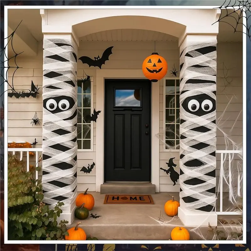 ชุดตกแต่งสวนฮาโลวีน BAAG สำหรับงาน DIY ประกอบด้วยผ้าพันแผลตาข่าย และสติกเกอร์ตาข่ายลายดวงตาสยองขวัญสำหรับต้นไม้