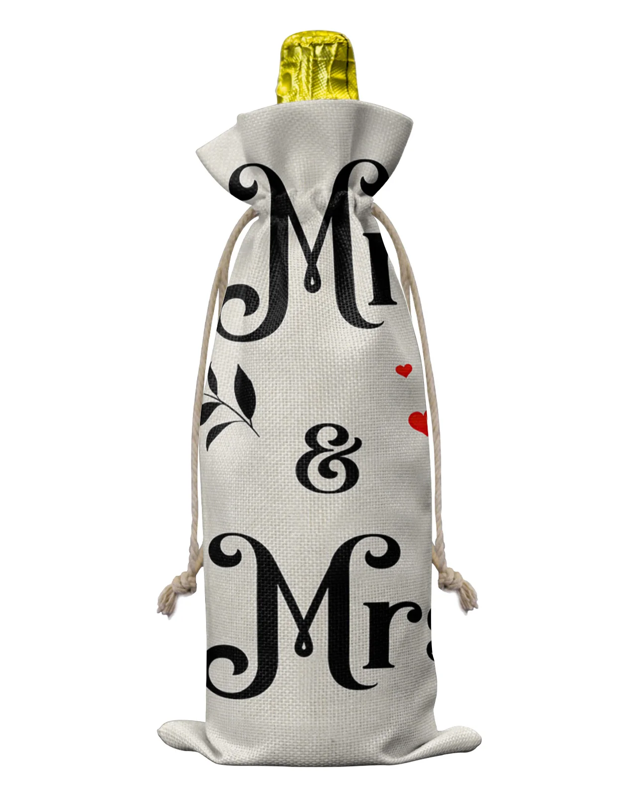 Wedding Love Text Wine Bags Wine Bottle Covers with Drawstring Wine Bag Holder Carrier Packaging Bag Wedding Party Decor Gift