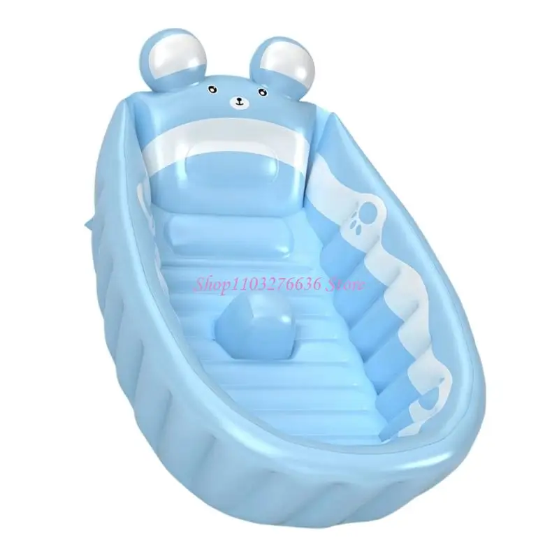 R6FD Faltbare Badewanne, Babybadewanne, Cartoon-Tiermuster, aufblasbare Badewanne für Kinder, zum Aufblasen, empfohlen für 0–6 – Detail 7