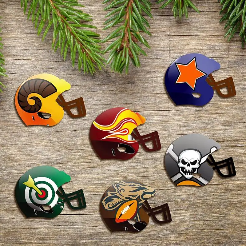 Unfinished Wood Football Hockey Helmet Wooden Helmet Sign Ornaments Wooden Football Helmet Sign 20X Sports Helmet Slices For