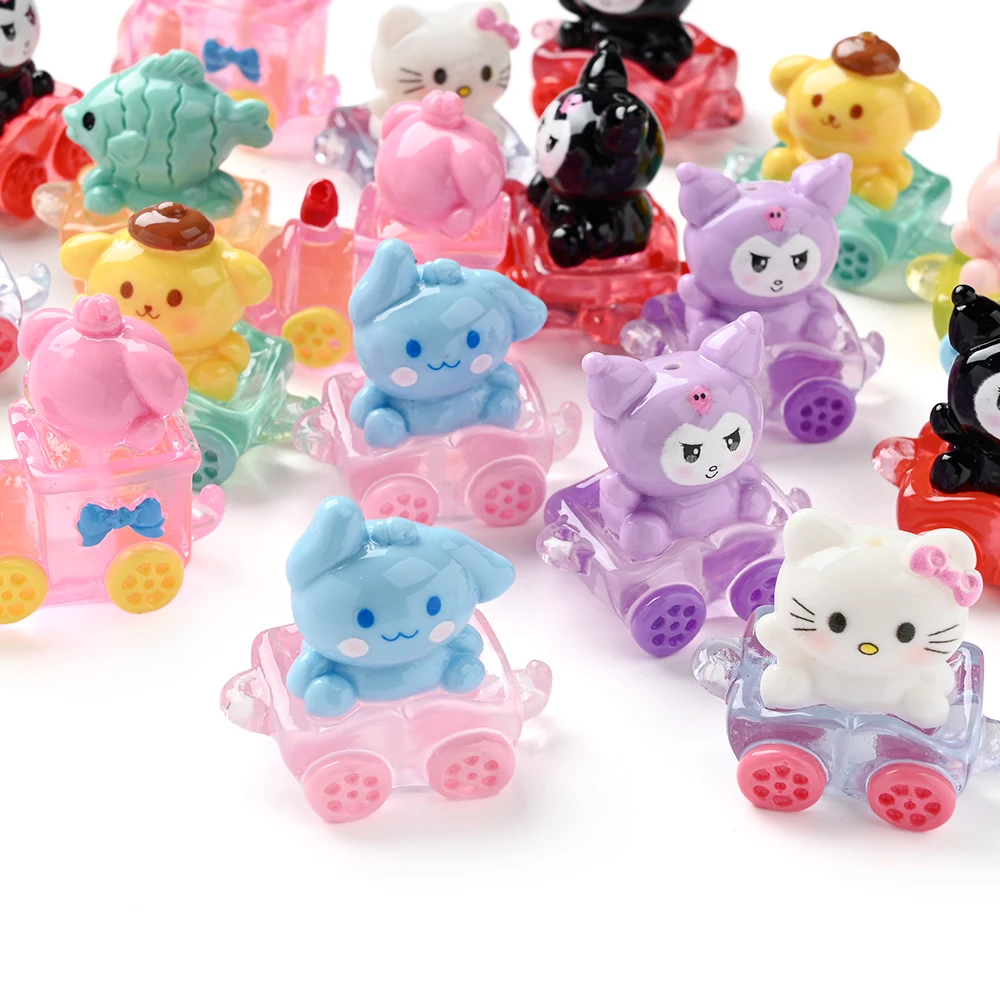 

3 шт., случайное смешивание, смола Sanrio, дизайн автомобиля, бусина, цепочка для соски, аксессуары, свободные бусины для детских ювелирных изделий, ожерелье, браслет, подарок