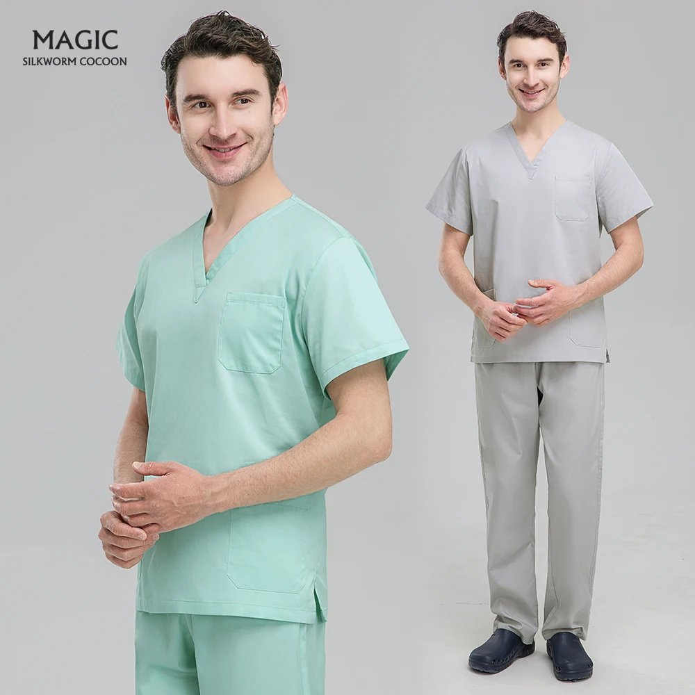 

Multiple Pockets Scrubs Women Pet Hospital Doctor Nursing Wear Dental Scrub Uniforms Nurse Work Clothing Woman Man