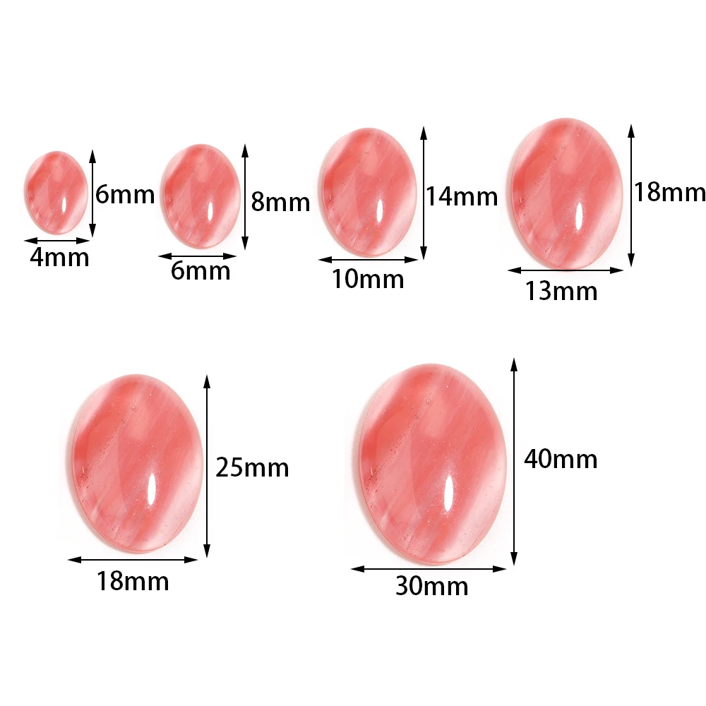 2-10Pcs Watermelon Red Cabochon Glass Beads Loose Flat Back Cabochon Spacers Beads Oval Agate For DIY Jewelry Wholesale