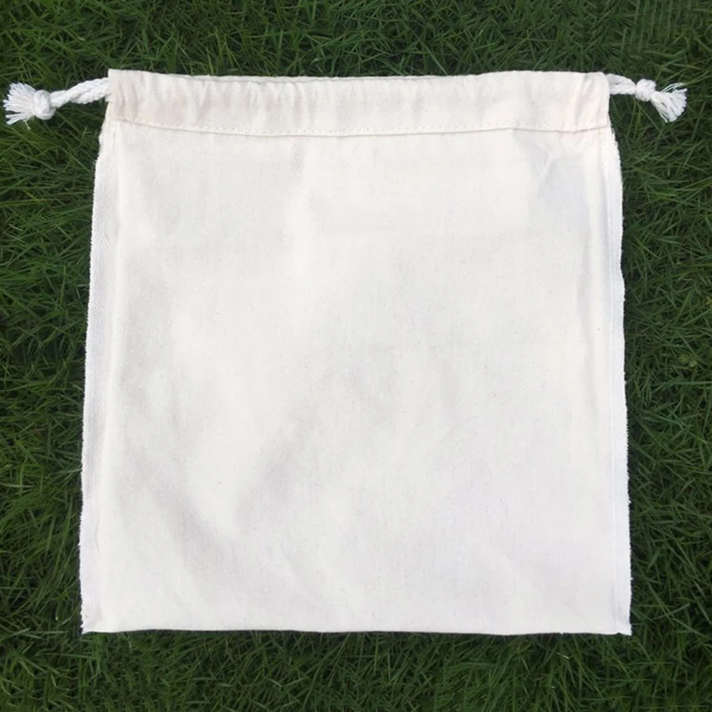 

4Pcs Drawstring Storage Bag EcoFriendly Daily Use Natural Fiber Pouch for Flour Rice Food