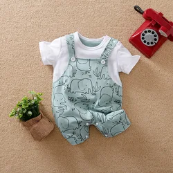 Cute Animal-elephant 0-12Months Newborn Baby Clothes Short Sleeves Bodysuit summer cotton Infant Romper Toddler boys Jumpsuit