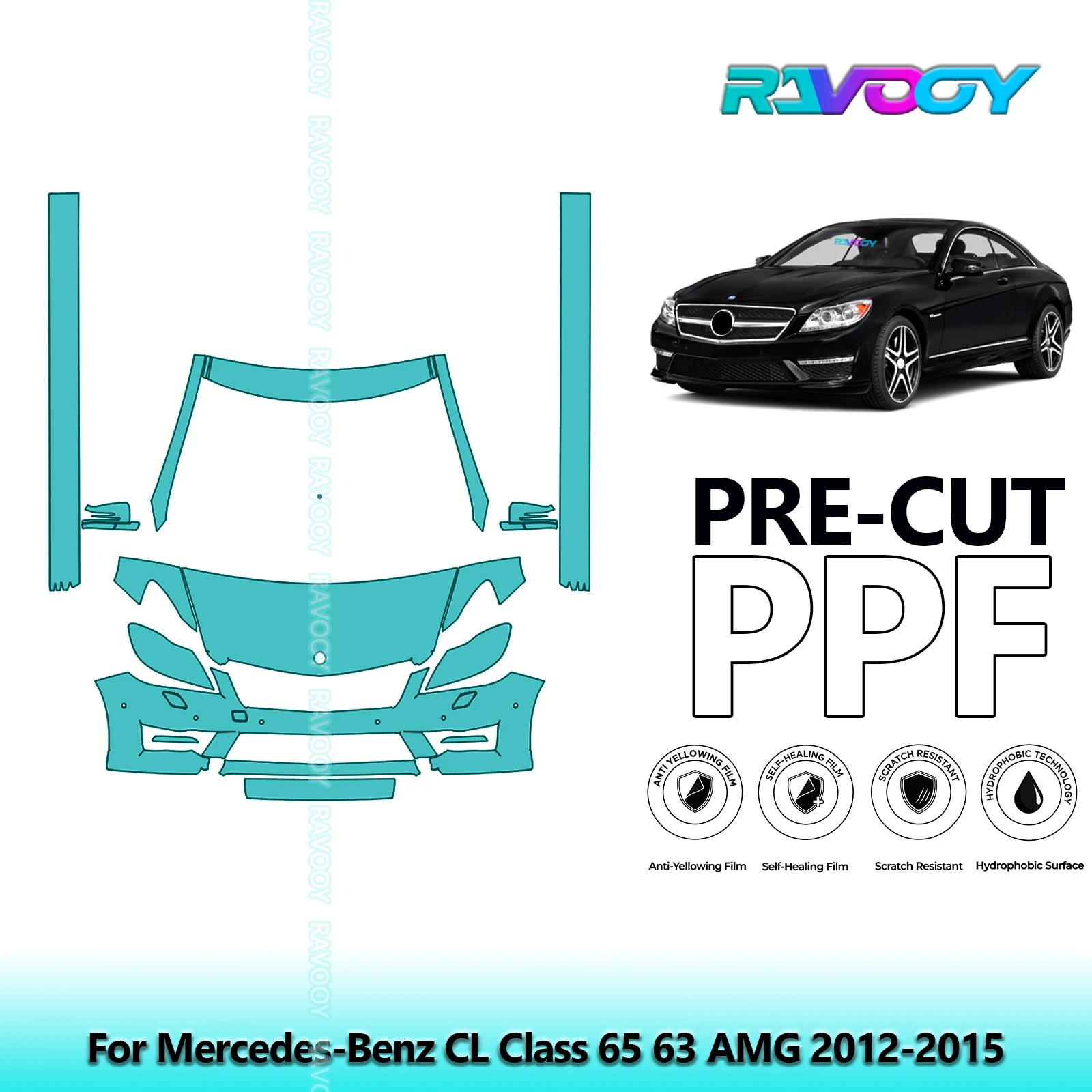 

Front Kit+Rockers Clear Bra Precut PPF Paint Protection Film For Mercedes-Benz CL Class 65 63 AMG 2012-2015