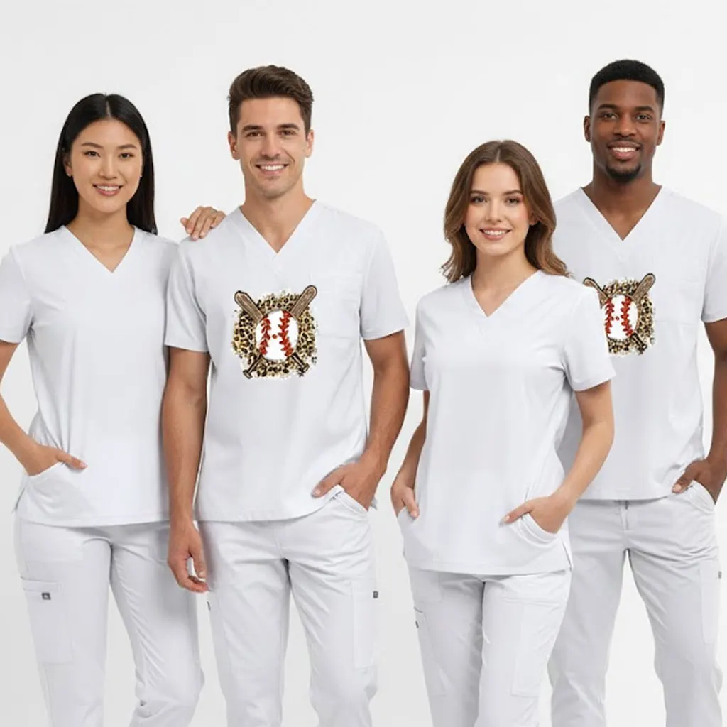 

V-Neck Short-Sleeve Unisex Scrubs Set Surgical Gown Nurse Workshop Waiter Multi-Purpose Workwear