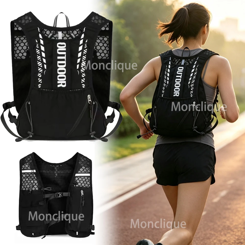 Running Hydration Vest Reflective Road Bike Backpack Breathable Lightweight Waterproof Hydration Mobile Phone Storage Bag