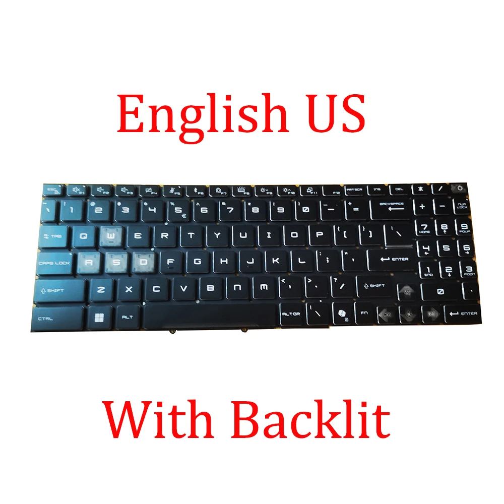 YD Black Laptop Backlit Keyboard For MSI Vector 16 / 17 HX AI A2XW A2XWIG A2XWHG English US No Frame New