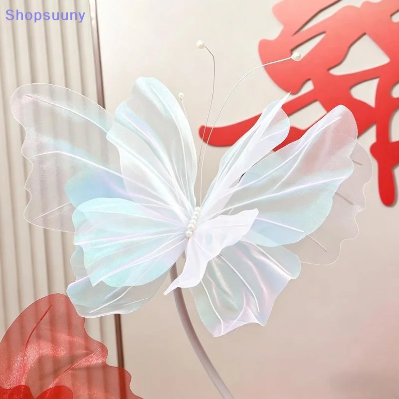 [SU]45-50cm Big Simulation Butterfly 3D Shopping Mall Wedding Festival Decoration Hollow Large Hanging Gauze Fake Butterfly[SU]