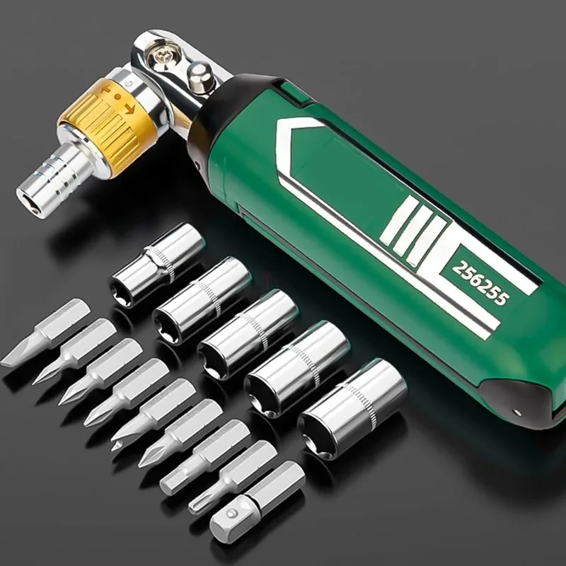 14 in 1 Multi-functional Ratchet Screwdriver Set 180-degree Rotation Straight and Cross Ratchet Screwdriver Bit Kit Repair Tool