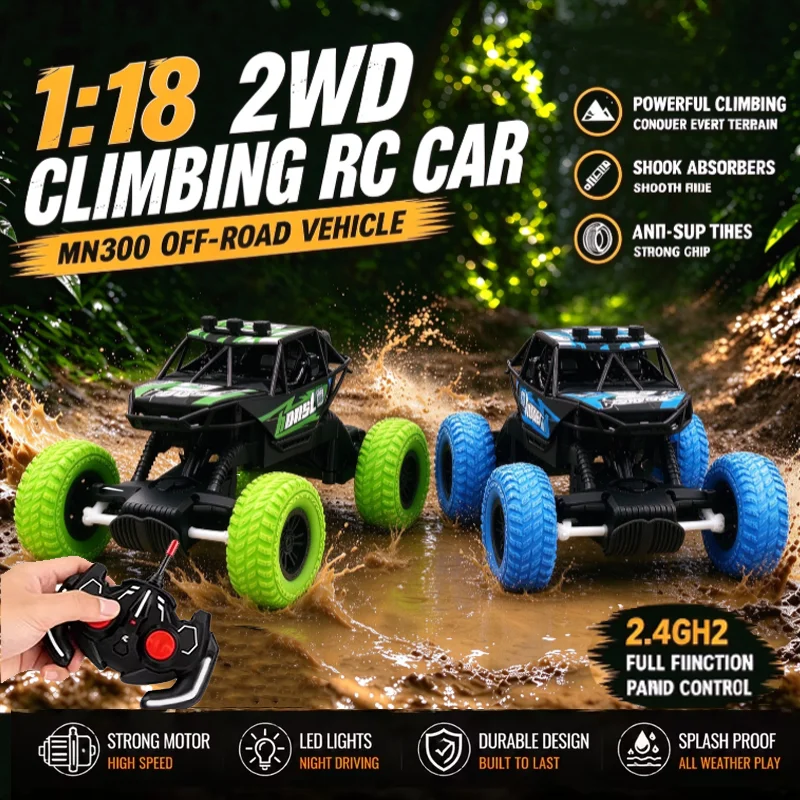 New Remote Control Car With Colorful Flashing Lights Rubber Wheels Off-road Toy Car Suitable For Christmas Boys Children's Gifts