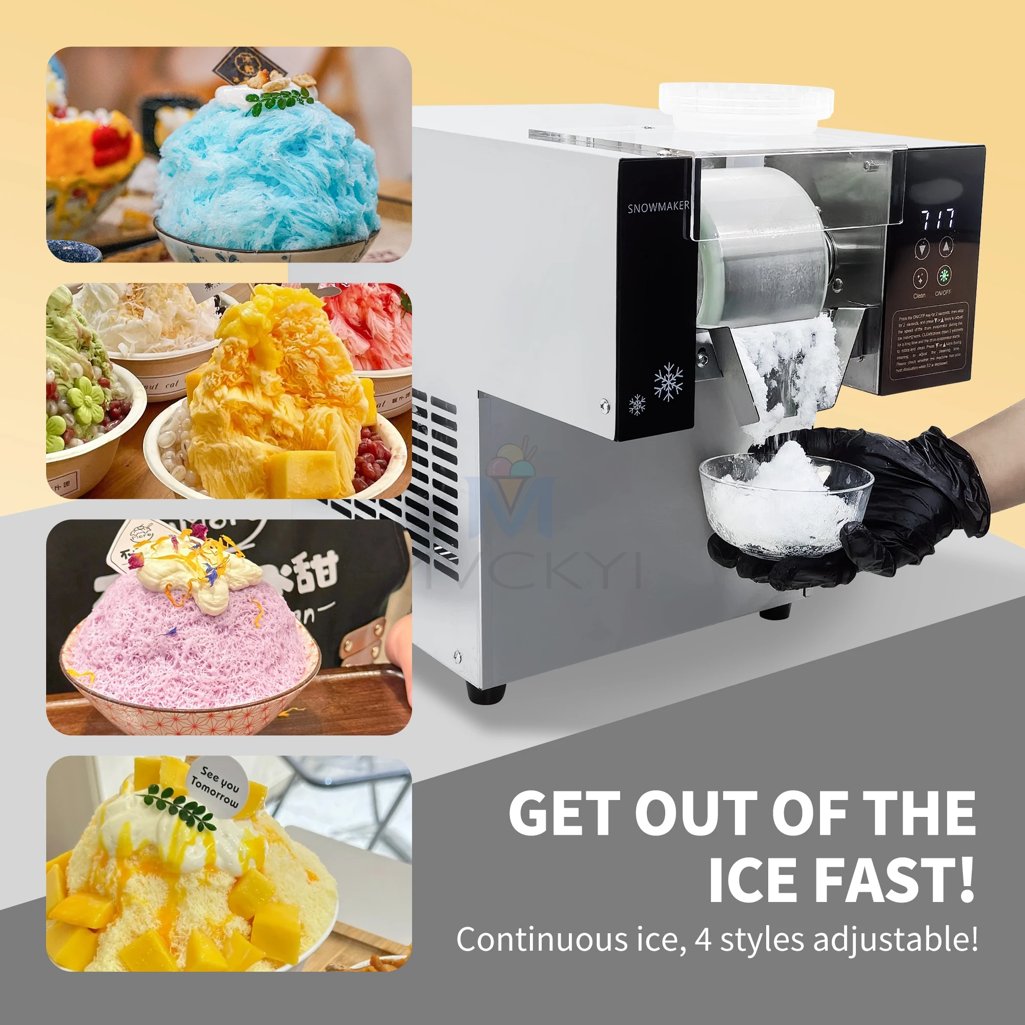 Mvckyi 80kg/24H Snowflake Ice Maker Korea Bingsu Machine Water Cooling Ice Crusher Snow Ice Shaver Ice Shaving Machine