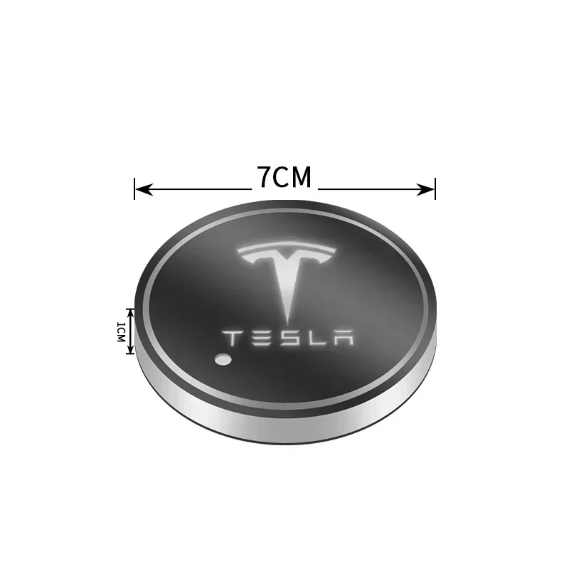 Car Colorful Led Atmosphere Light Cup Luminous Coaster Holder For Tesla Model 3 S X Y Style Roadster Invader Coil Mod WYE K80