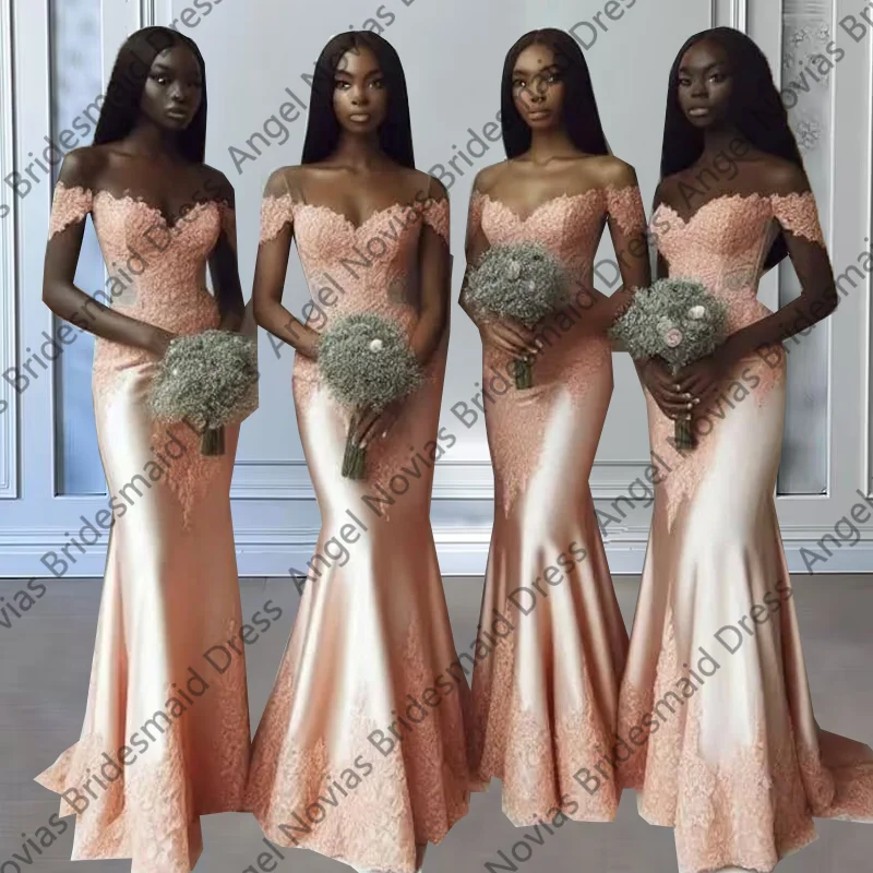 فساتين وصيفة العروس طويلة بحورية البحر باللون الوردي فستان خادمة الشرف من فيستدوس دي فييستا أنيق رداء Invitee Mariage مخصص