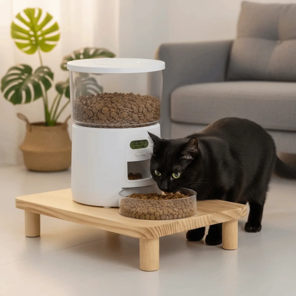 Wooden Raised Feeder Stand Detachable Non-slip Cat Food Dining Table Rack Stable Multi-functional Elevated Pet Feeder Home Use