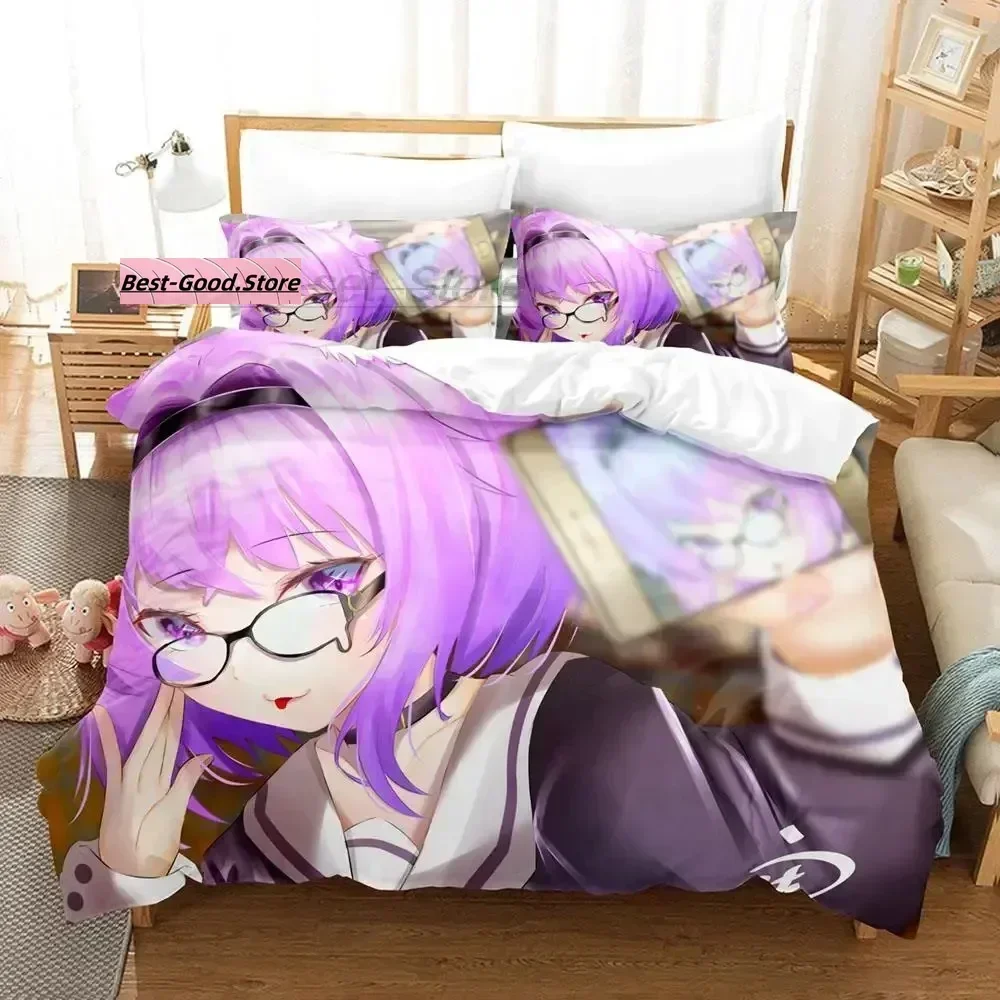 Hololive Neko Mata Okayu 3D Anime Printed Bed Set Duvet Cover Pillowcase Bedding Set Bed Linen Sheet Quilt Cover Queen King Size