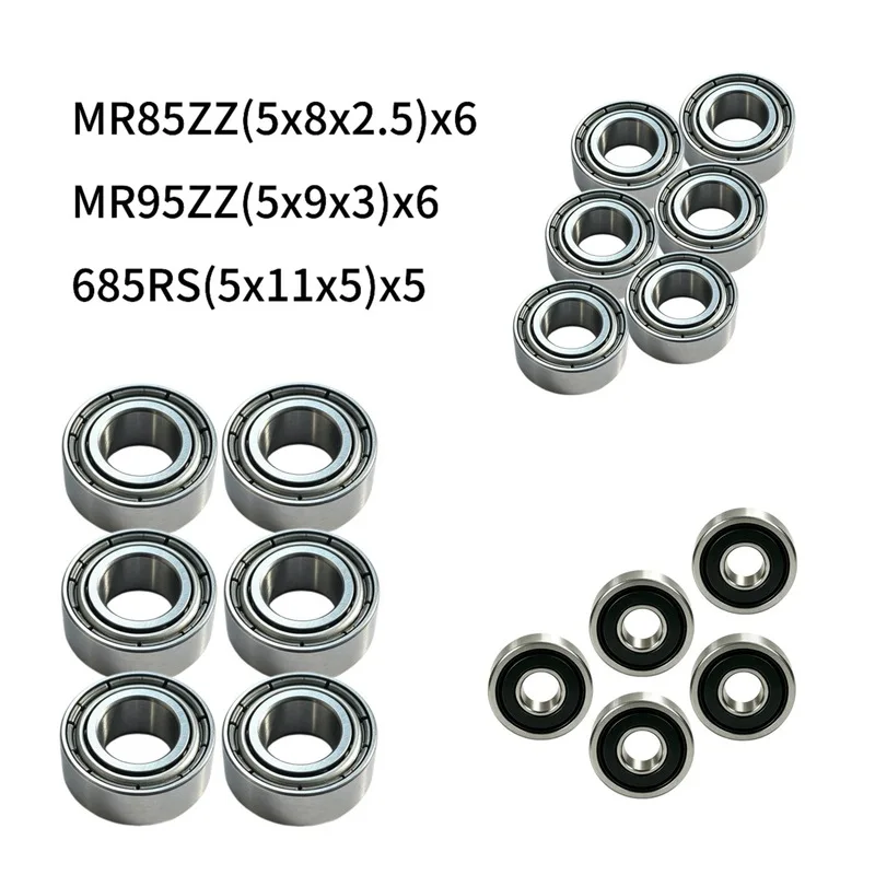 17Pcs Sealed Ball Bearing Set for 1/10 RC Drift Car, Steering & Wheel Hub Assembly Spare Bearings