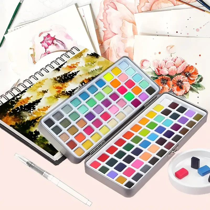 Watercolor Paint Set, 50/100/128/168 Colors in Metal Gift Box, Including Vivid, Metallic, Pearlescent and Fluorescent Colors, Tr