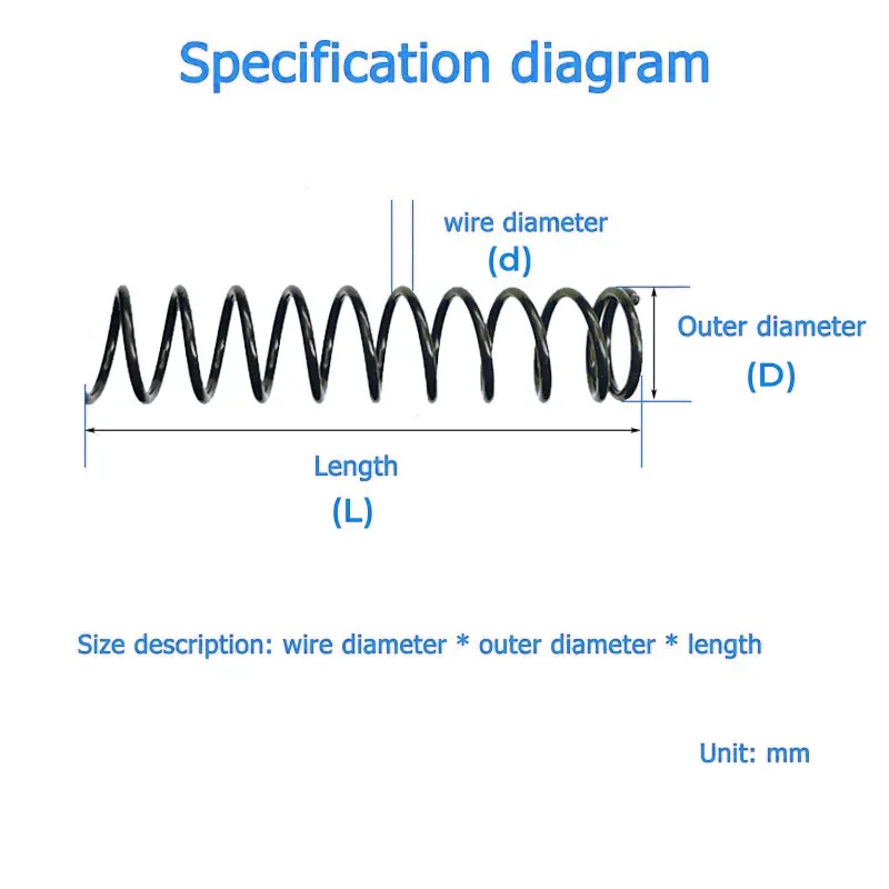 1pcs Y-shaped Pressure Springs Long Compression Springs  Wire Diameter 1.2/1.4/1.5/1.6/1.8/2mm OD 10-25mm Length 300mm