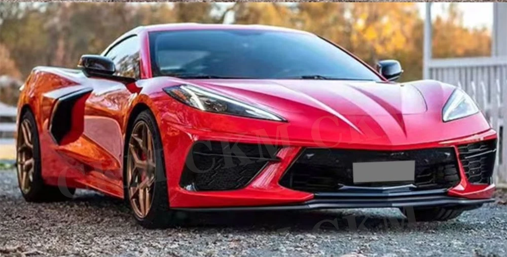 

CKMUUER Carbon Fiber For Chevrolet Corvette C8 2020-2021 Lip Front Bumper Lip Splitters Front Bumper Spoiler Lip FRP