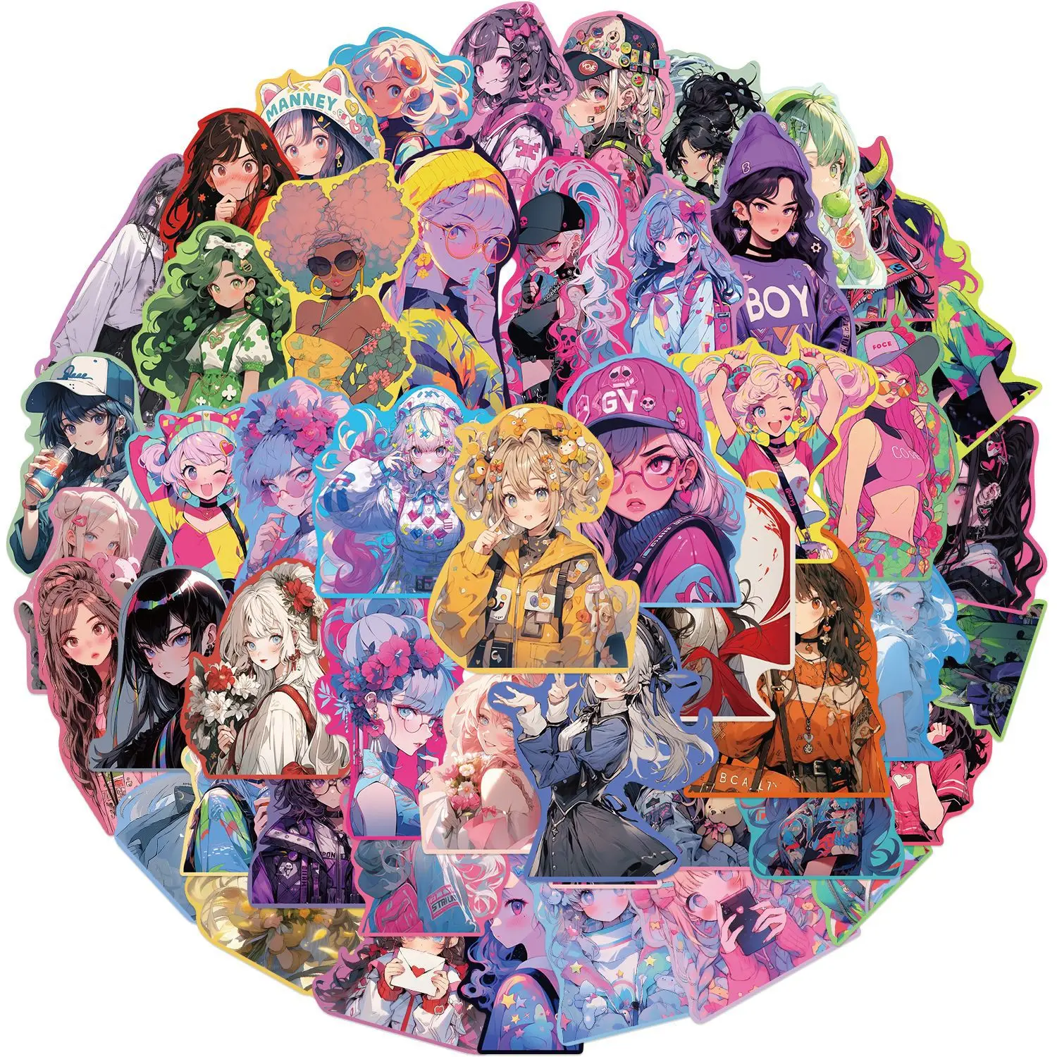 

50Pcs Anime Beautiful Girl Cool Sticker DIY Graffiti Graffiti Decals Phone Laptop Luggage Skateboard Fun for Kid Toy