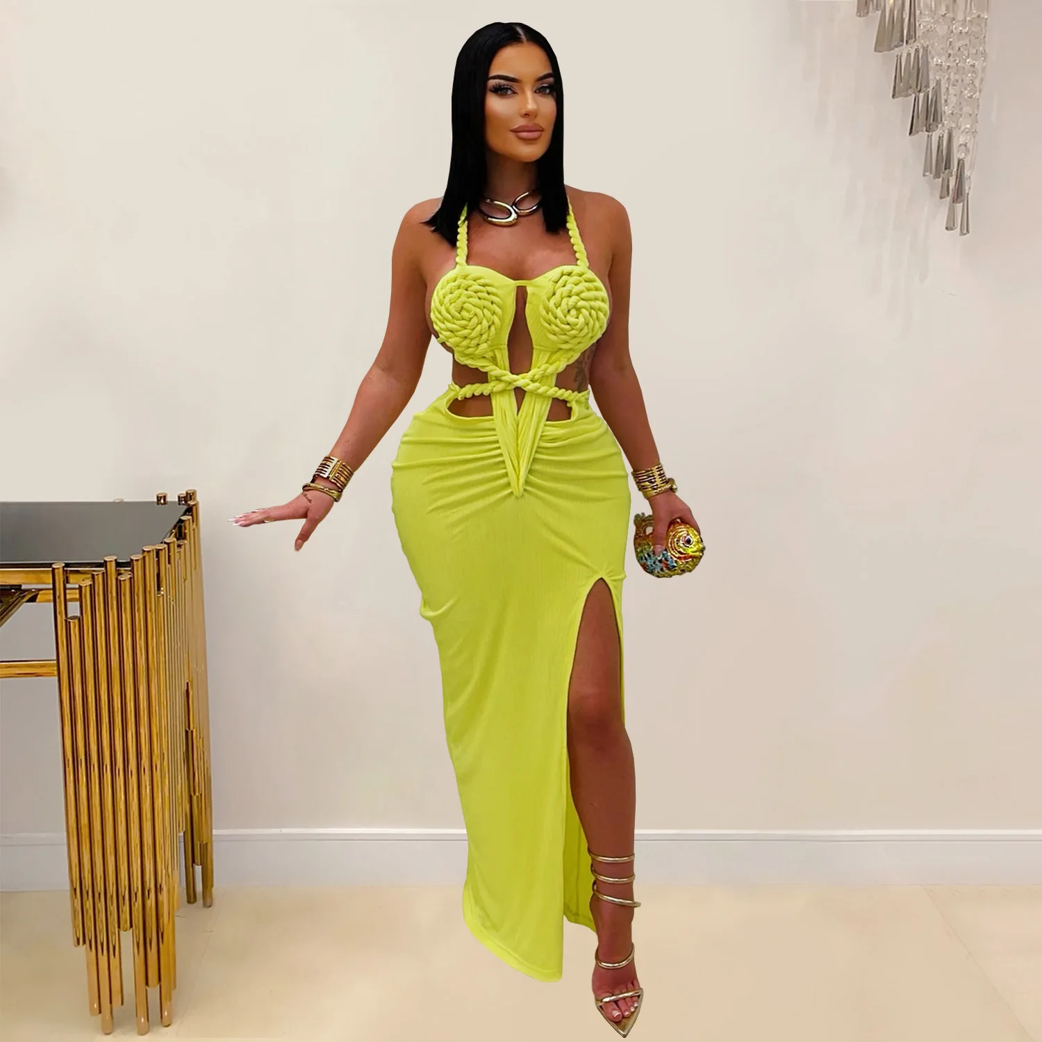 Sister Star – robes pour femmes, mode décontractée, couleur unie, Sexy, décolleté en tricot, dos nu, tempérament, robes vent élégantes pour les déplacements