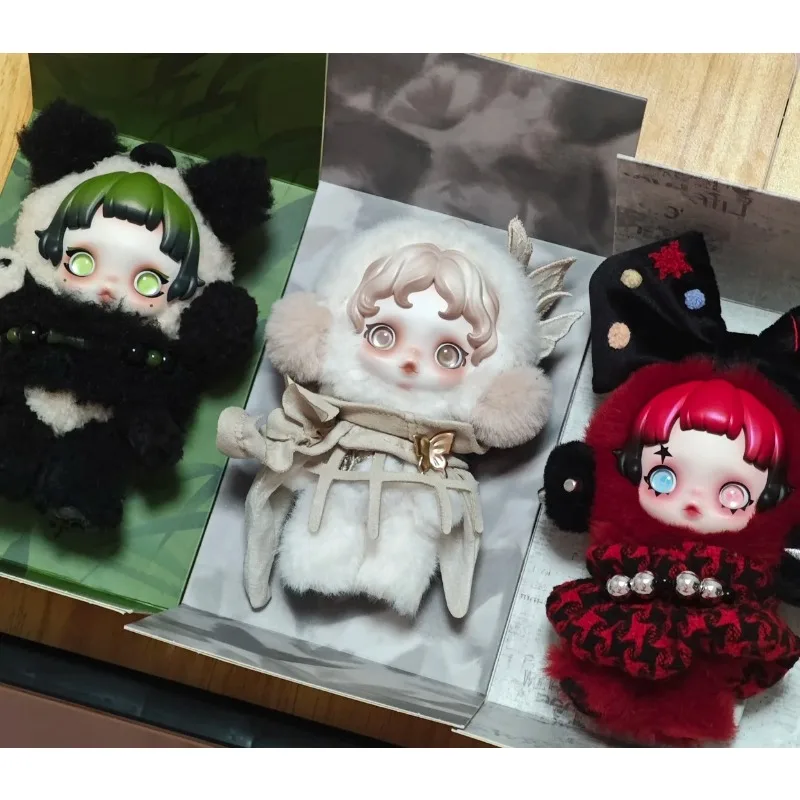 정품 재고 POPMART SKULLPANDA 6KHZSP 유럽 한정판 비닐 플러시 토이 SP 게으른 판다 플러시 크리스마스 서프라이즈 선물