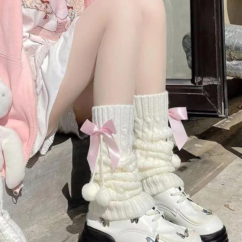 Y2k Harajuku Ribbed Knitted Long Socks for Girls Lolita Kawaii Boot Socks Japanese Leg Warmers for Women Gyaru Accessories