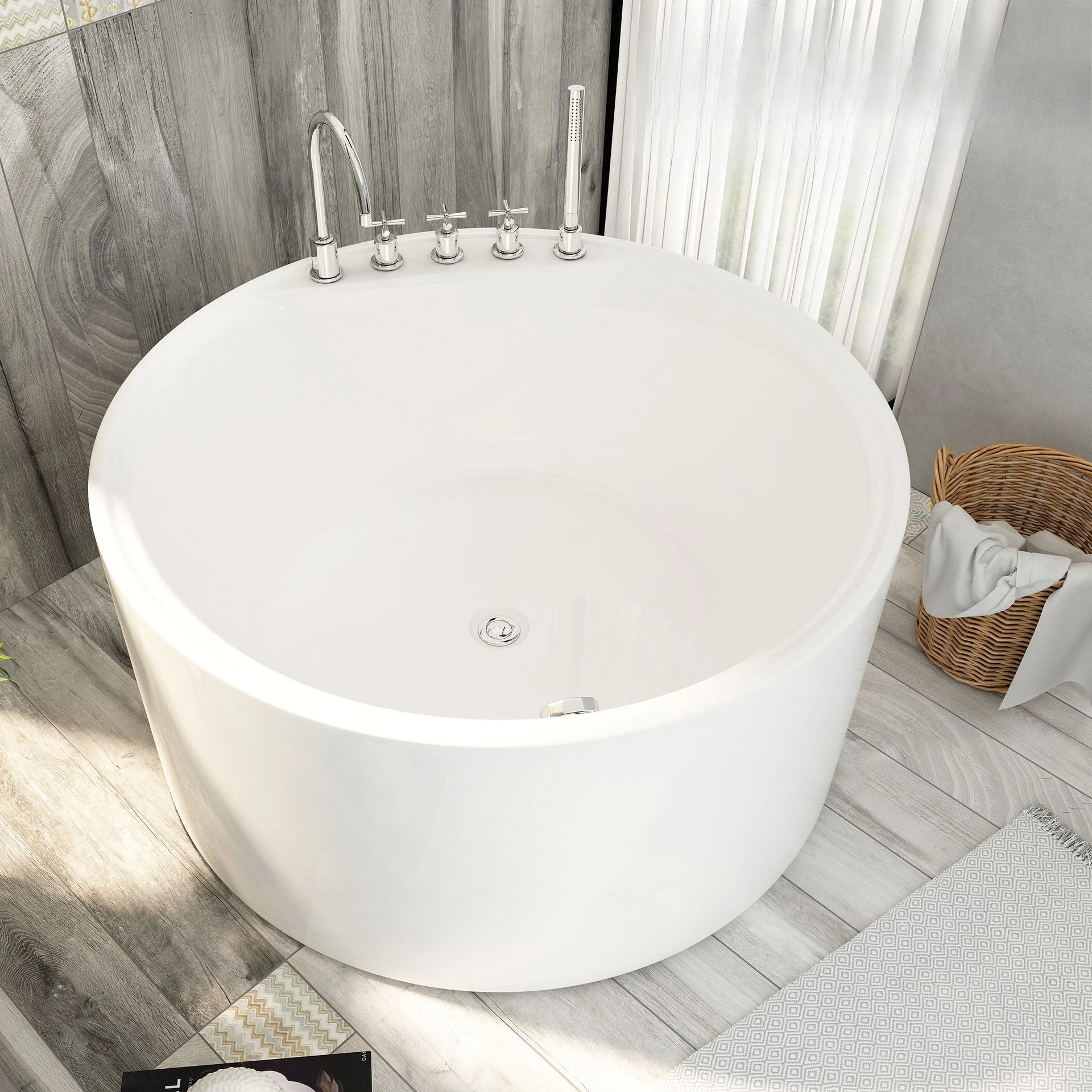 Internet celebrity series directly from the manufacturer acrylic free-standing round 1.3m massage surf tub QT012