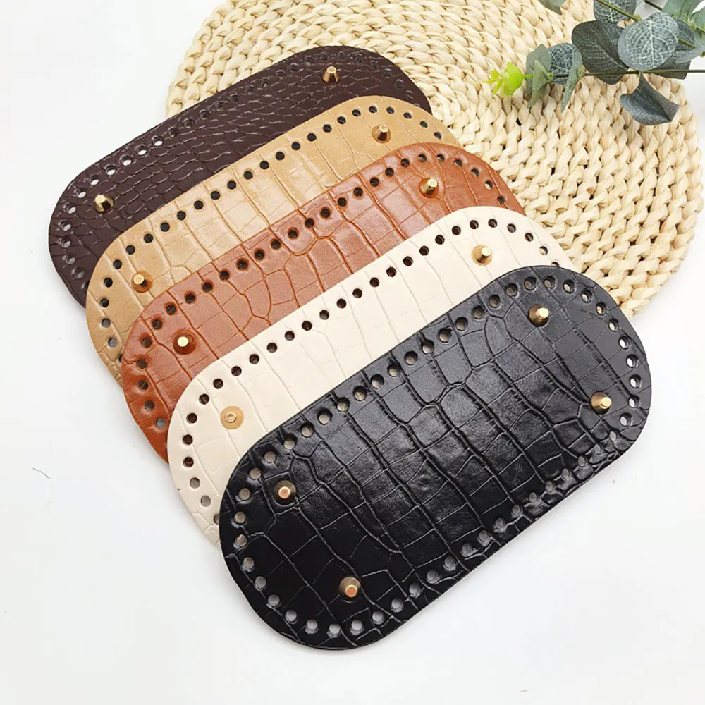 1 Pcs Crocodile-Pattern DIY Handmade Woven Bucket Bag PU Leather Base Plate Bag Base Accessory