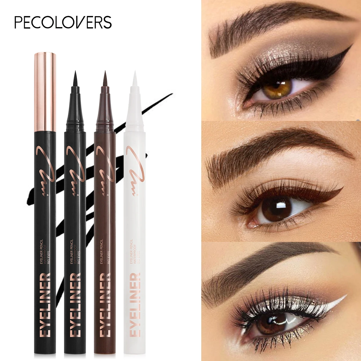 2023 Women 1 Pcs White Eyeliner Liquid Pen Waterproof Long Lasting Quick Drying Smooth Makeup Beauty Matte Eyeliner Eye Pencil