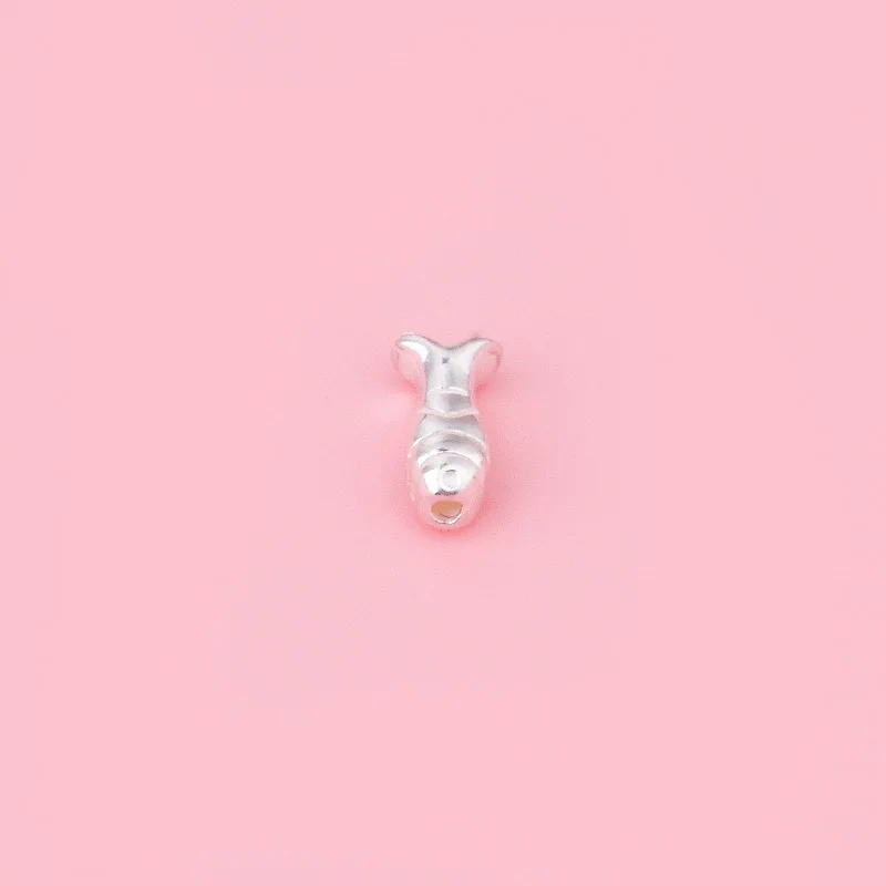 S925 Sterling Silver Vintage Bead Mini Small fish bead bead loose bead hand-woven jewelry diy accessory material