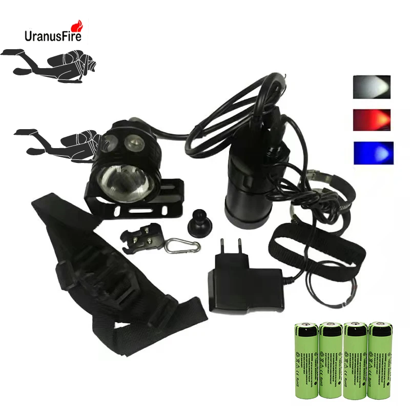 cob led scuba diving video light lanterna impermeavel tocha de mergulho subaquatico split lanterna 18650 100m 01