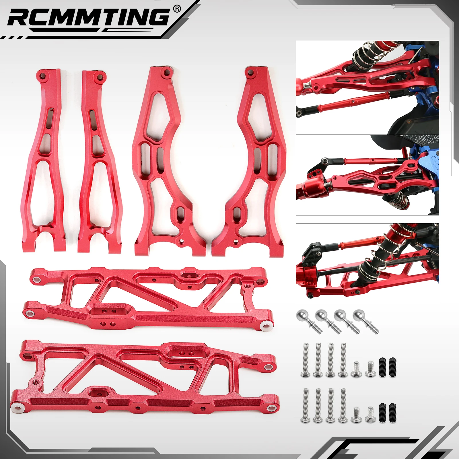RCMMTING Aluminum Control Arm Set for ARRMA 1/8 KRATON/OUTCAST/Notorious 6S BLX  Front Upper & Lower Swing Arm Rear Lower A Arms