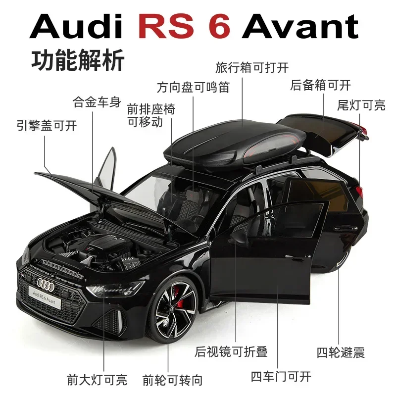 1:18 Audi RS6 Avant Sports car Alloy Die Cast Toy Car Model Sound and Light Children's Toy Collectibles Birthday gift