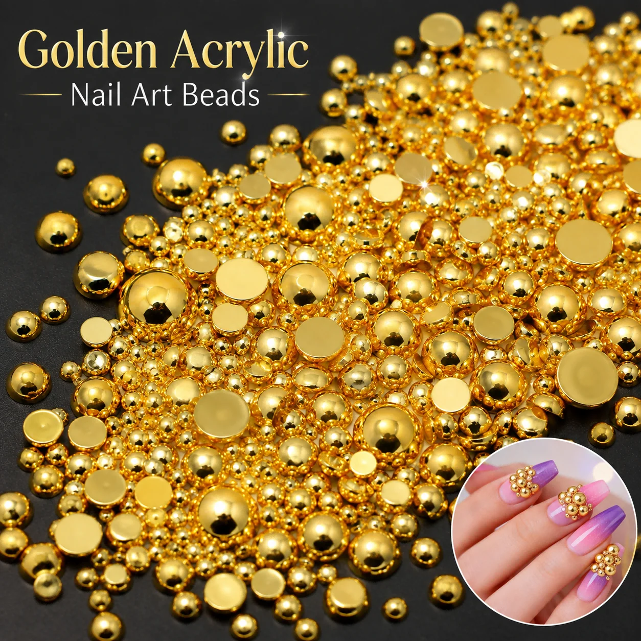 3-12mm Acrylic Half-Moon Pearl-Effect Gold Handmade DIY Jewelry Beads for Bracelets Necklaces and Decorative Accessories