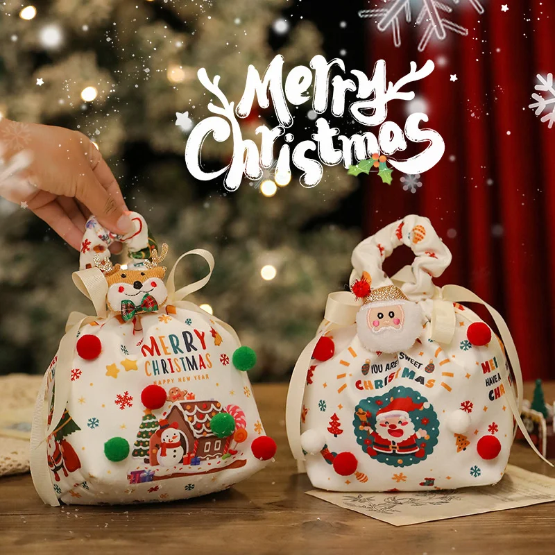 

Christmas Velvet DrawstringGift Bag Tote Large Capacity Wedding Candy Box Portable Storage Birthday Gift BagChildren's Snack Bag