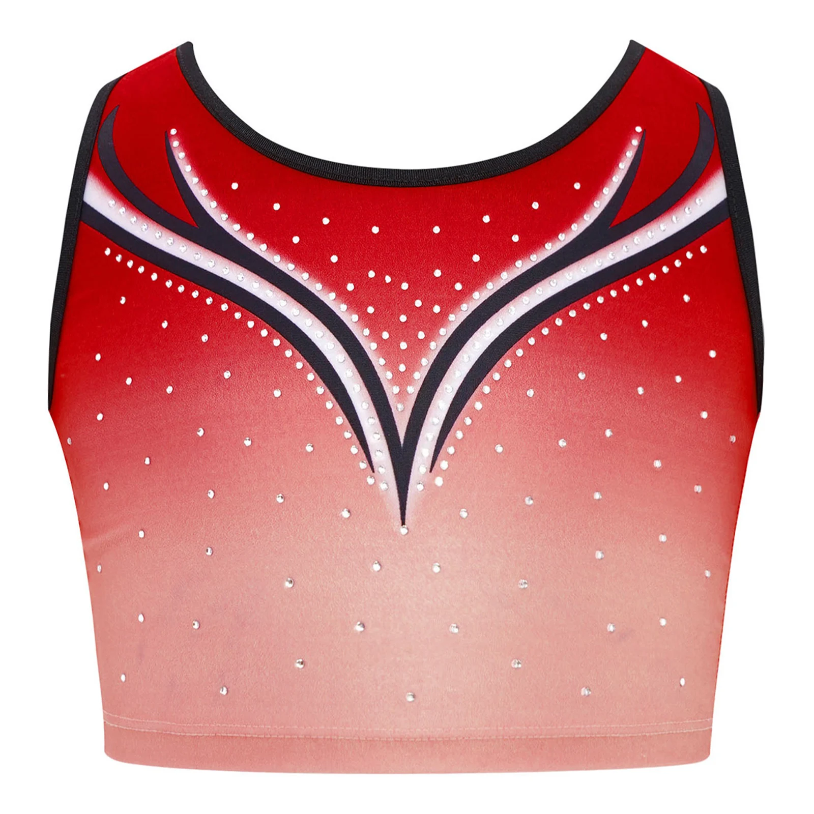 

Kids Sparkling Rhinestones Gradient Crop Top Gymnastics Dance Vest Tank Tops Girls Ballet Dance Workout Sports Yoga Activewear